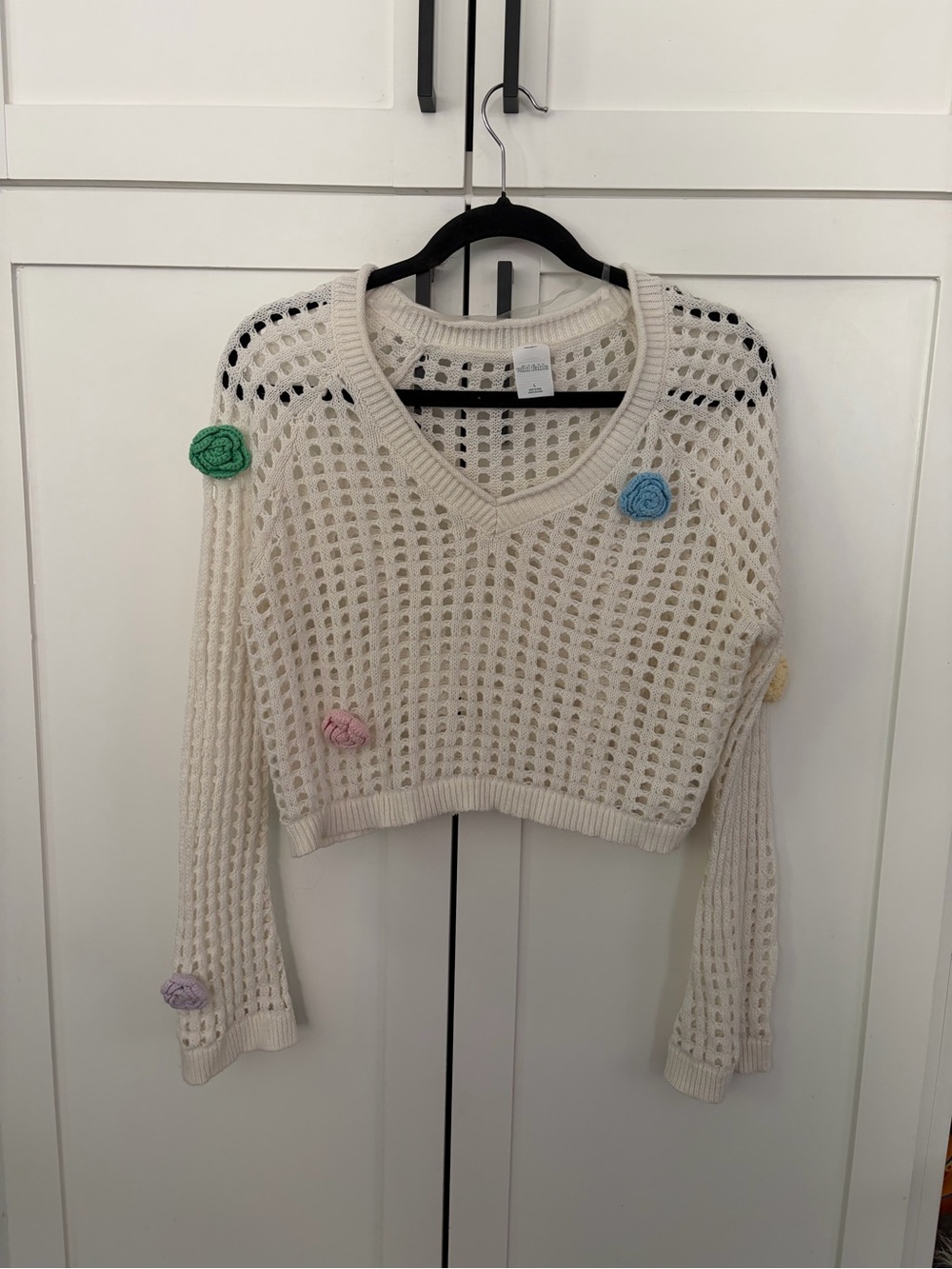 Target Cream Crocheted Sweater with Pastel Rosettes
